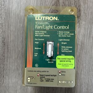 Lutron Toggler Fan Control Light Dimmer 3 Speed 1.5A TG2-LFSQH-WH White NEW